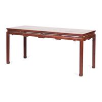 An Impressive Chinese Huanghuali and Hardwood Painting Table, Hua'An, 18th/Early 19th Century 清中期 黃花梨拼硬木有束腰如意纹大畫案