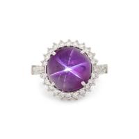 PURPLE STAR SAPPHIRE AND DIAMOND RING