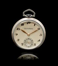 A Steel and Rose Gold Open Face Pocket Watch, Patek Philippe,