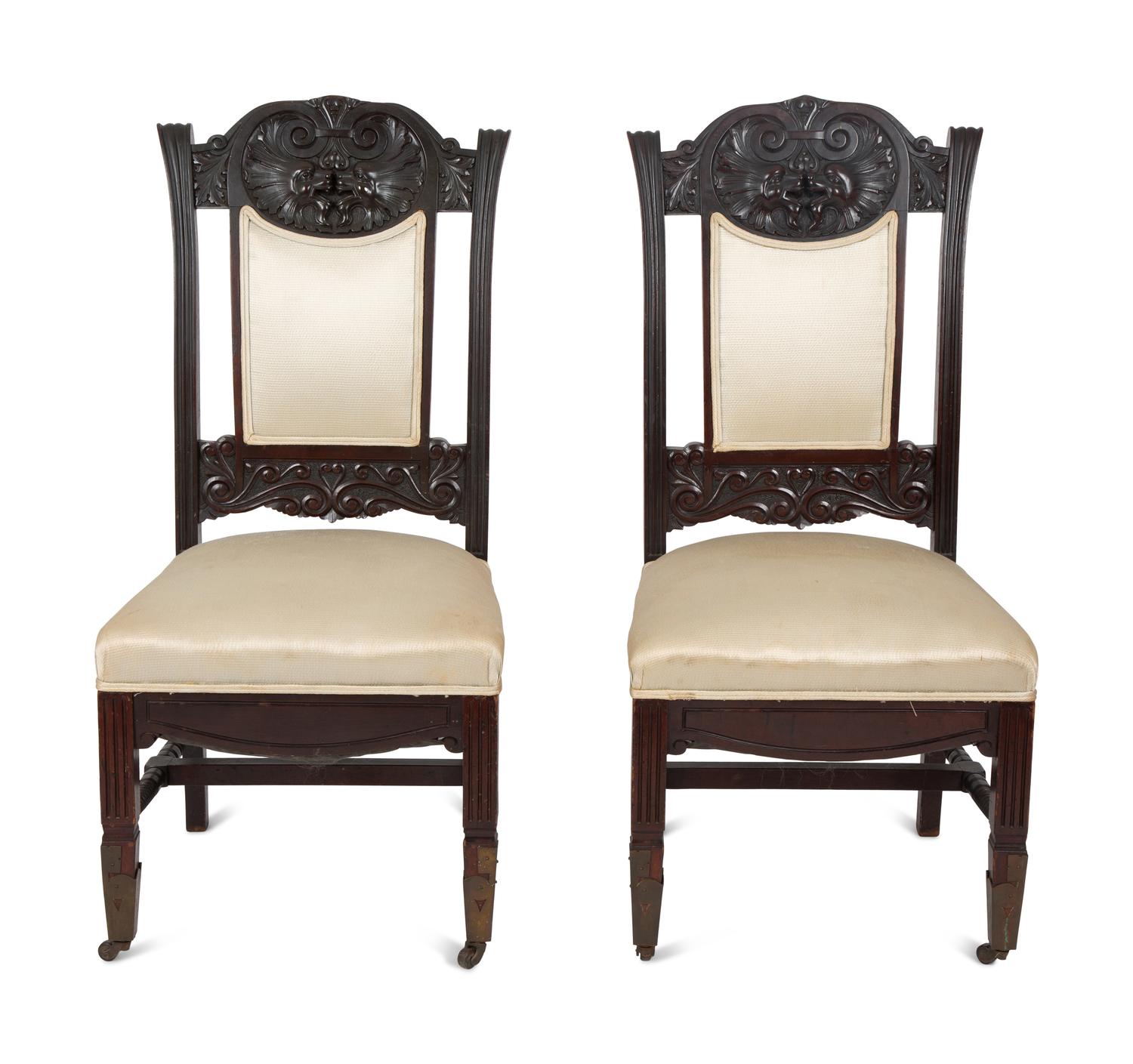 Four Victorian Carved Carved and Stained Oak Side Chairs — 19TH/20TH CENTURY