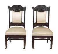 Four Victorian Carved Carved and Stained Oak Side Chairs — 19TH/20TH CENTURY