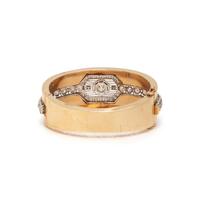 YELLOW GOLD, PLATINUM AND DIAMOND BANGLE BRACELET