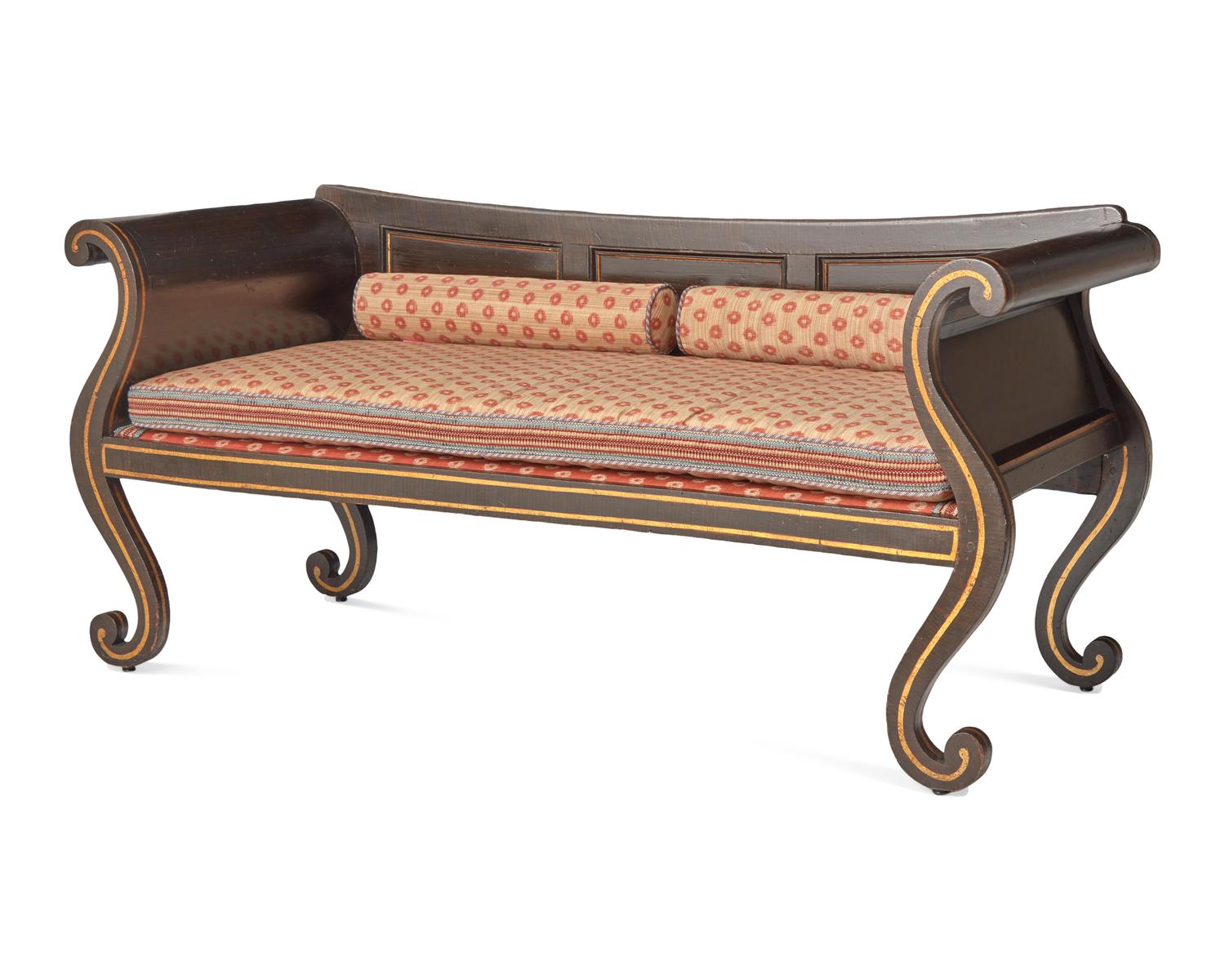 A Classical Painted and Grained Settee, Possibly Mid-Atlantic States, Circa 1820