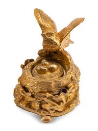A Group of Three Bronze Inkwells