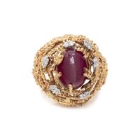 YELLOW GOLD, RUBY AND DIAMOND RING