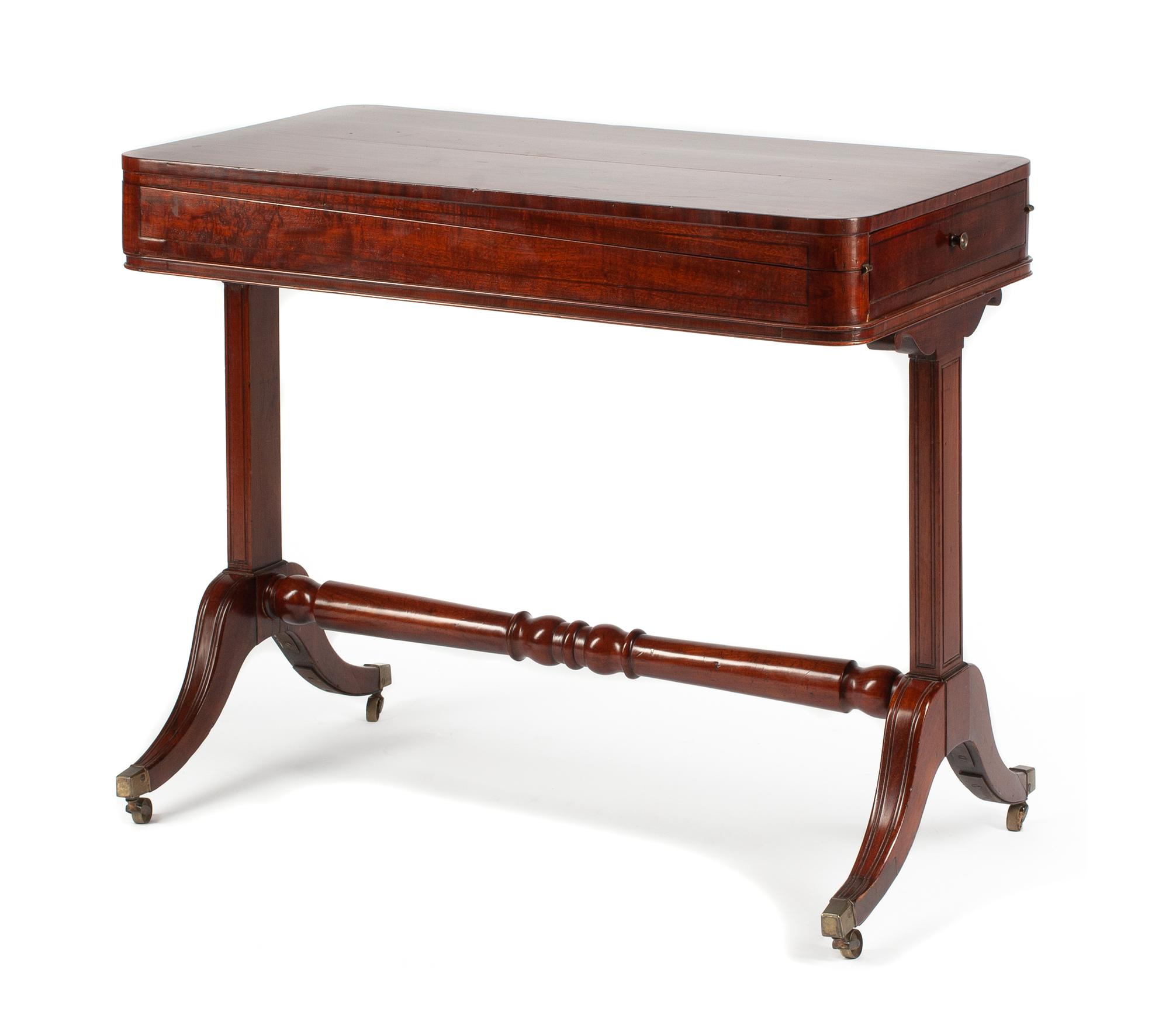 A Regency Mahogany Bagatelle Game Table Height 30 1/2 x width 36 x depth 20 inches. — 19TH CENTURY