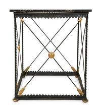 A Maison Jansen Style Wrought Iron and Marble Top Side Table — 20TH CENTURY