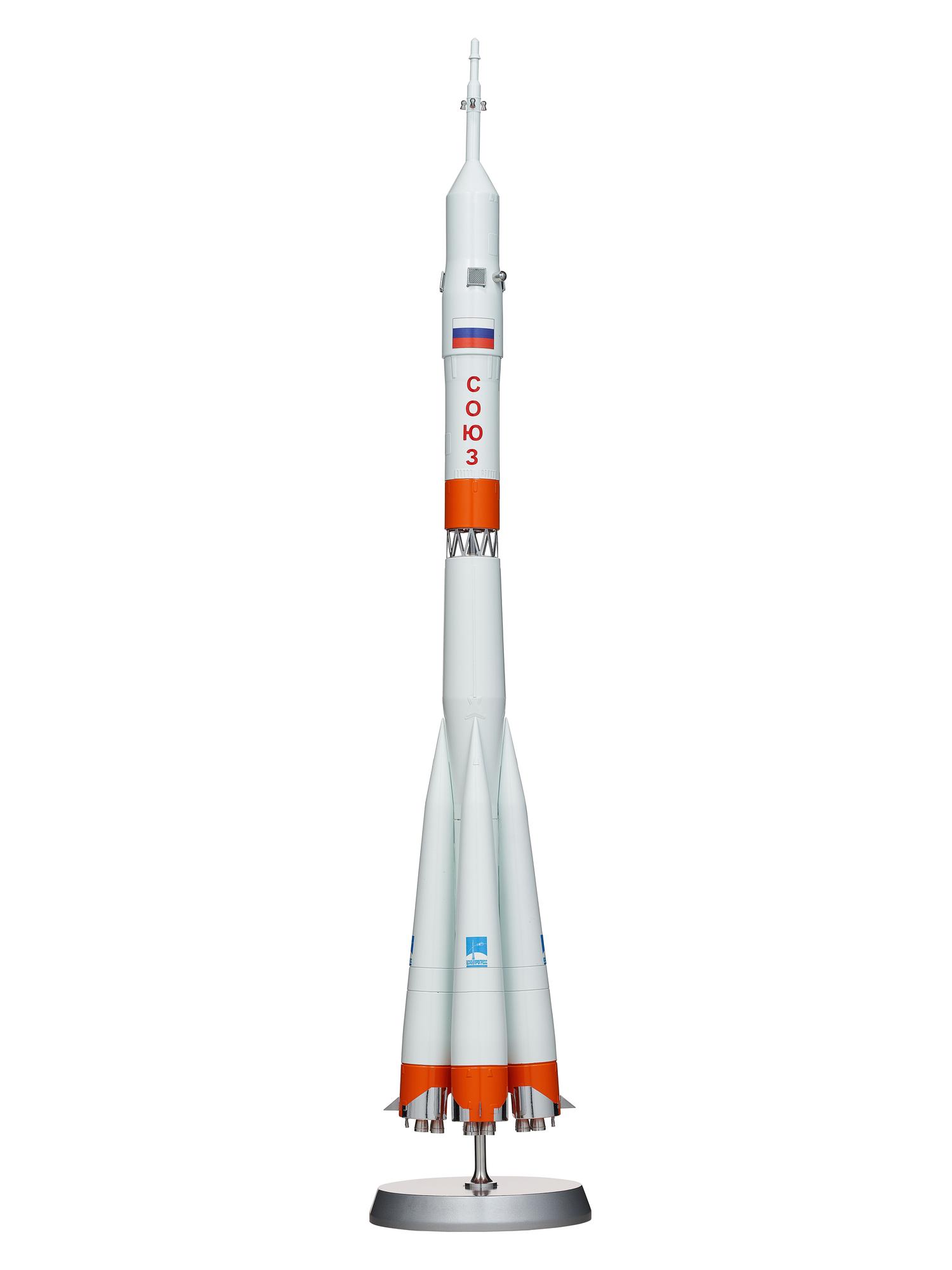 [SPACE TRAVEL]. Russian Soyuz rocket model, made by Samara. Ca 1960s.