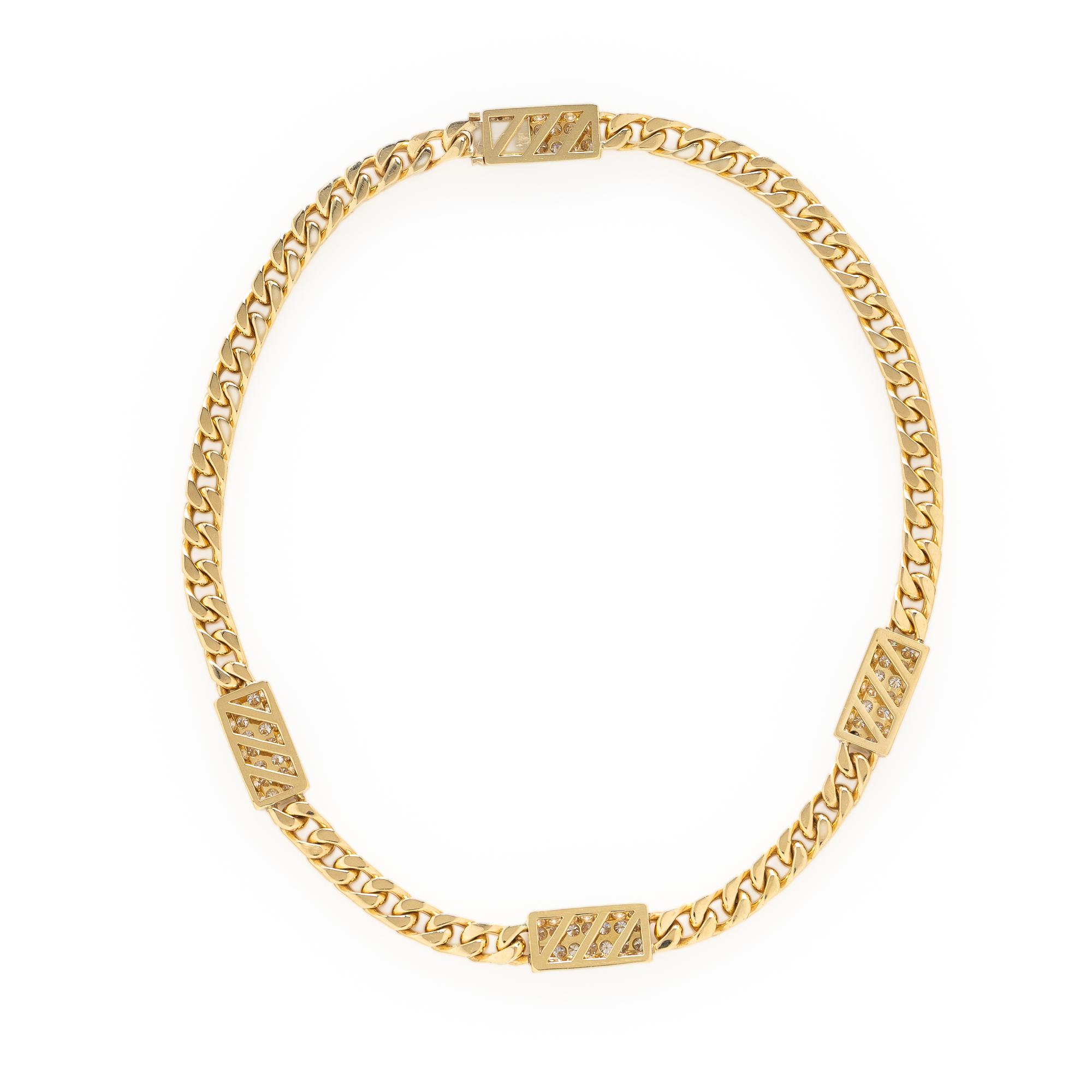 Yellow Gold and Diamond Station Chain Necklace