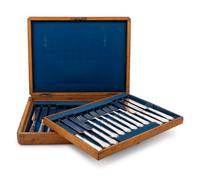 A Cased English Pewterware Fruit Service