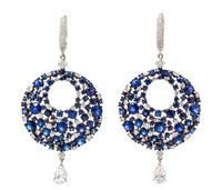 A Pair of Black Rhodium 18 Karat White Gold, Diamond and Sapphire 'Eclipse' Pendant Earrings, Mariani, 12.00 dwts.