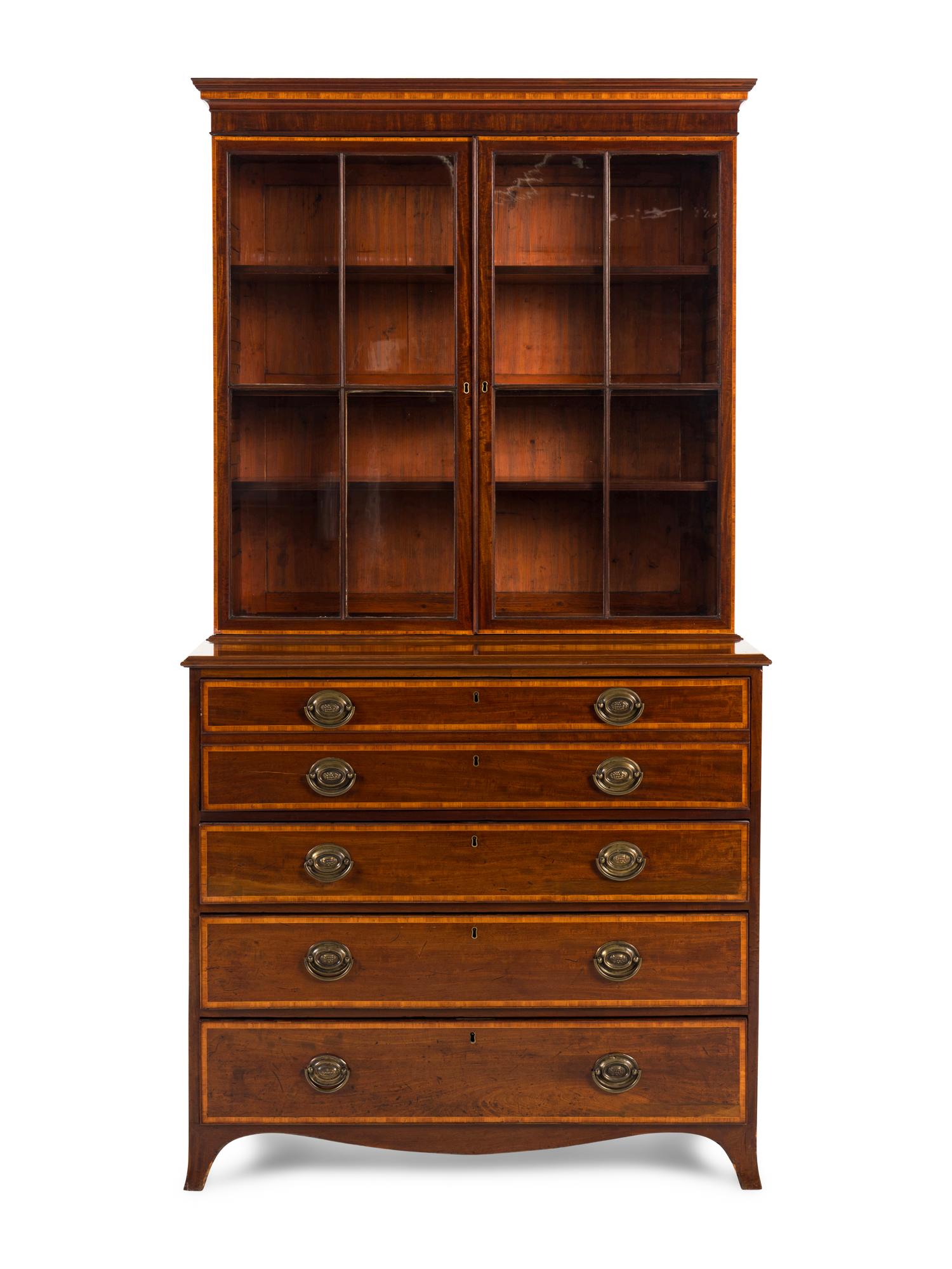 A George III Mahogany Bureau Bookcase