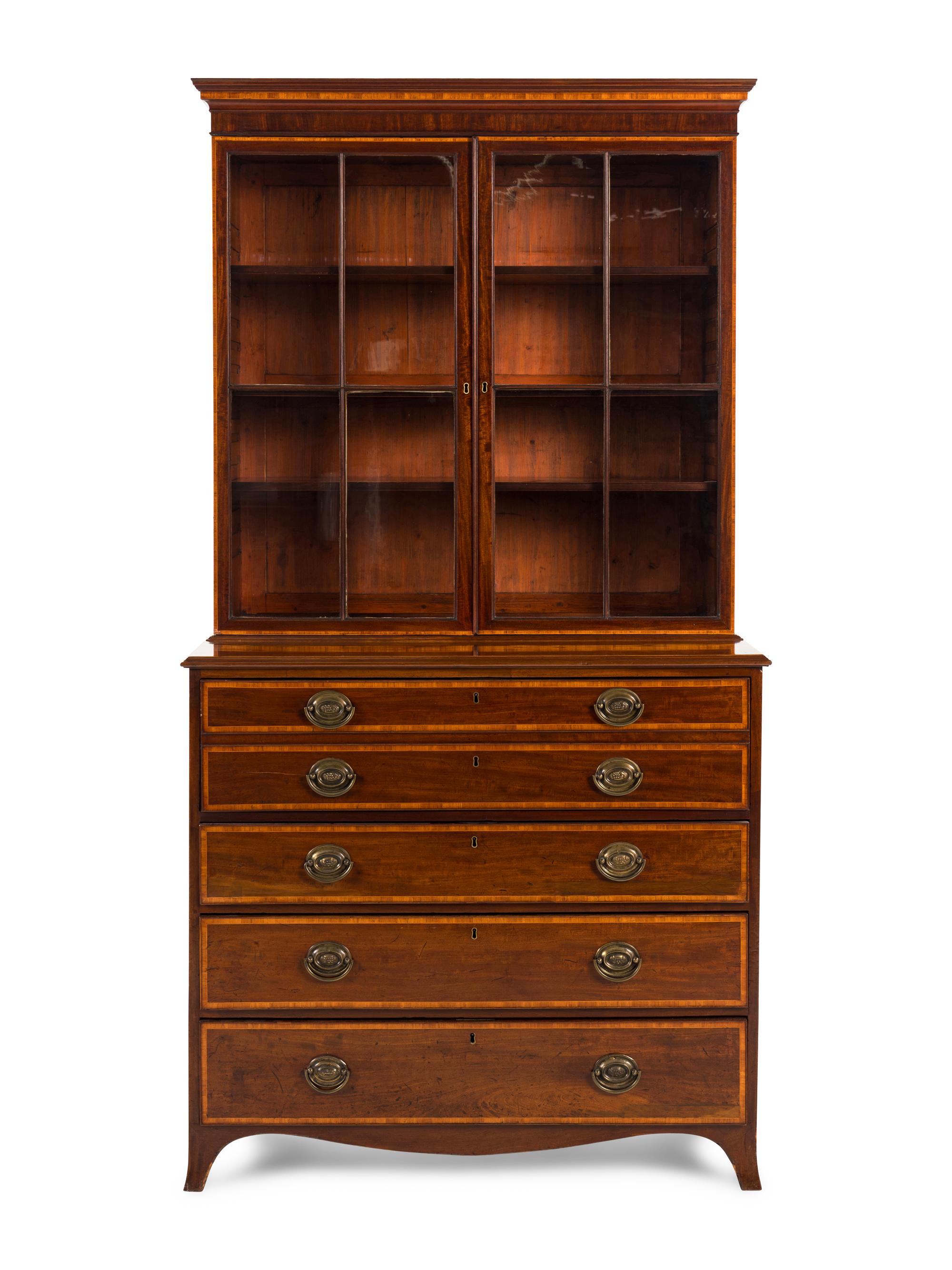 A George III Mahogany Bureau Bookcase