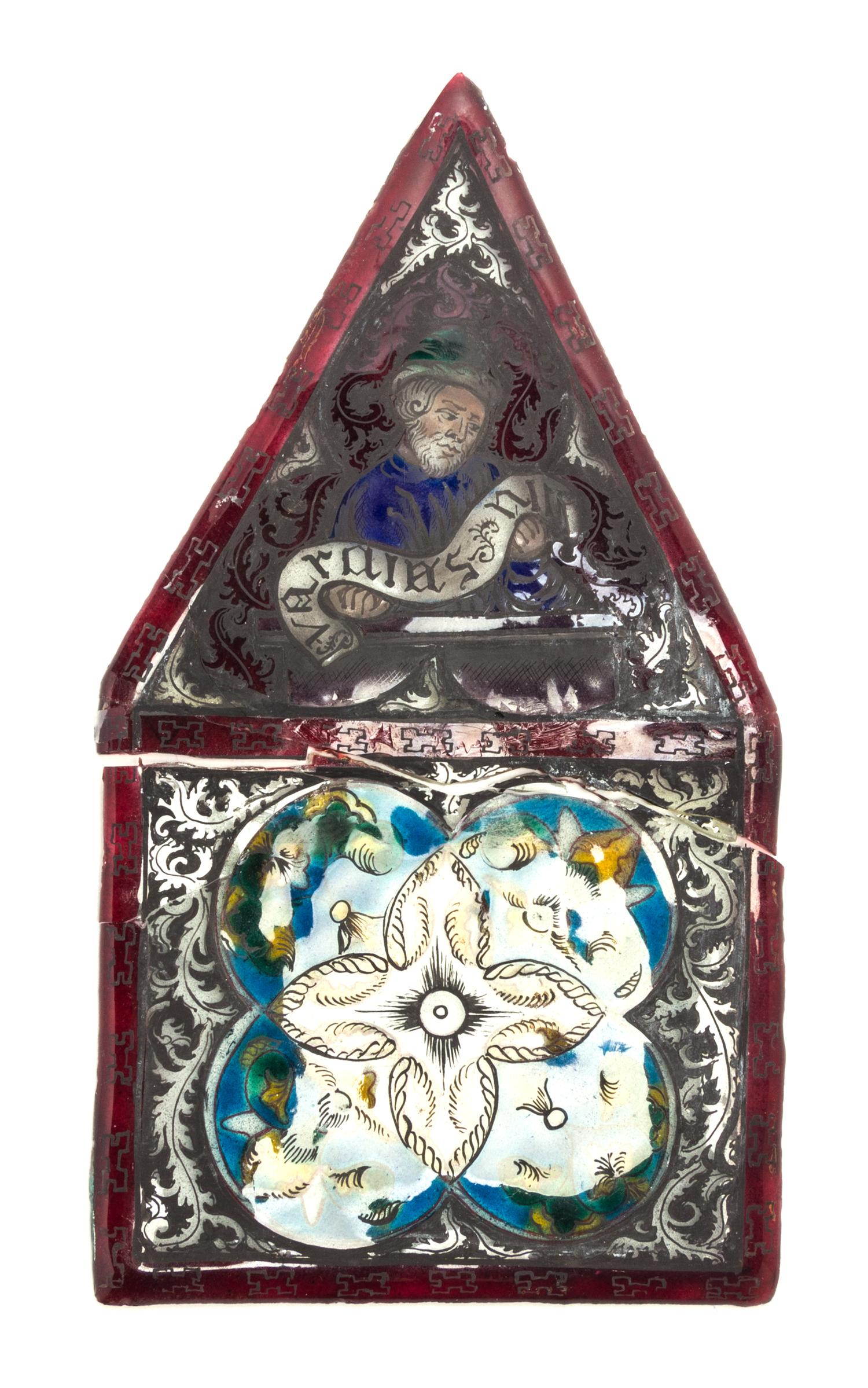 A Stained Glass Plaque Height 7 x width 4 inches.
