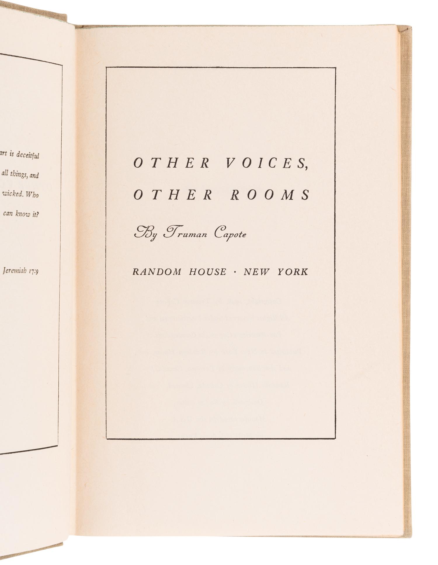CAPOTE, Truman (1924-1984). A group of 4 FIRST EDITIONS, comprising: