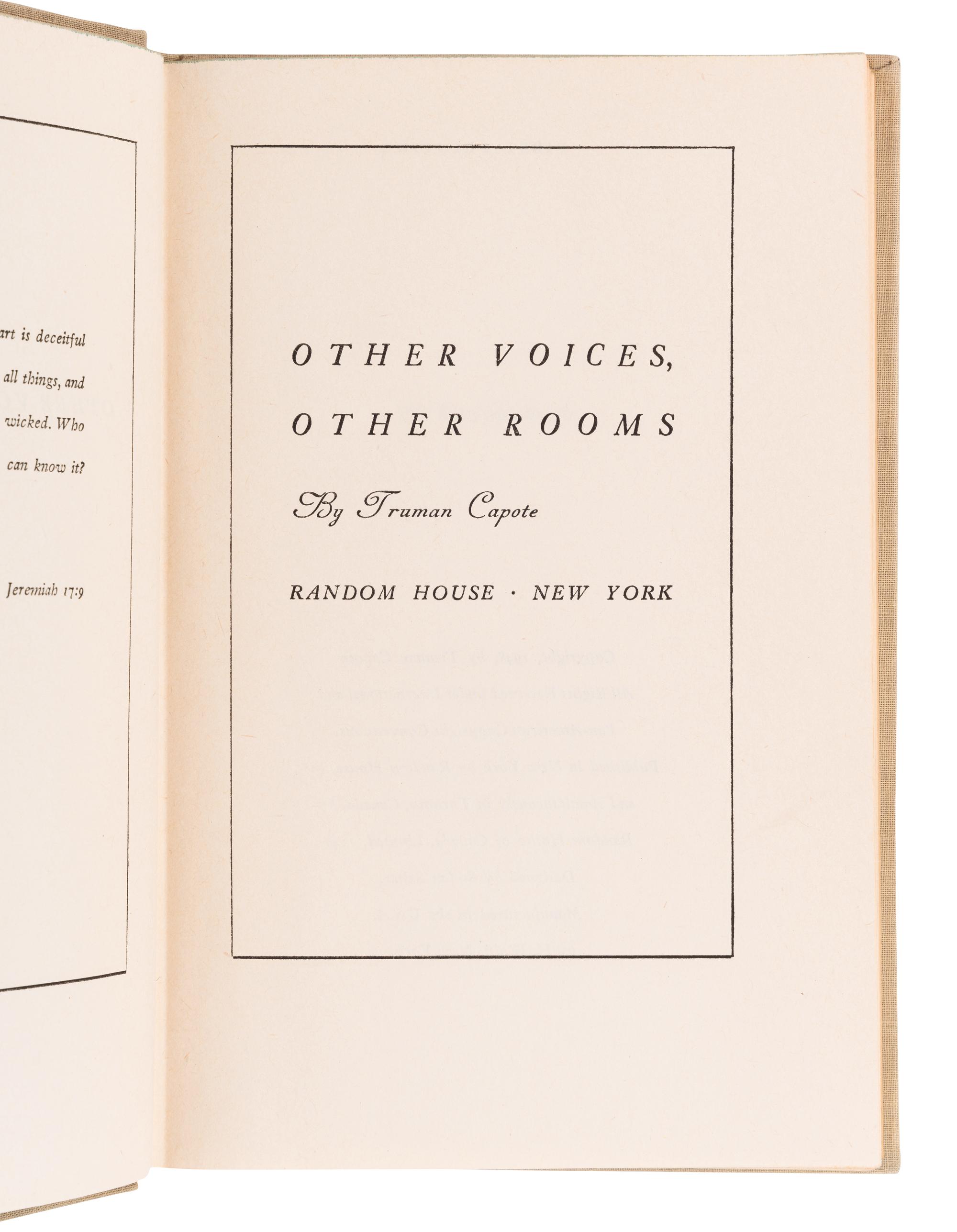 CAPOTE, Truman (1924-1984). A group of 4 FIRST EDITIONS, comprising: