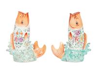 A Pair of Chinese Export Porcelain Fish-Form Vases