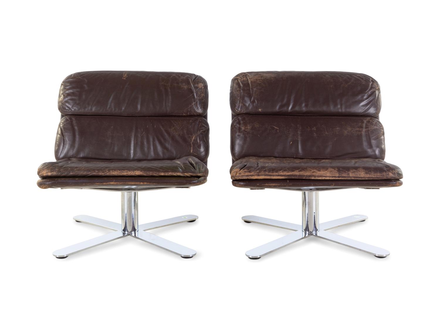 Pair of X Base Lounge Chairs