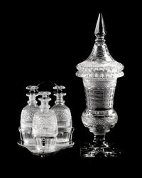 An English or Irish Cut Glass Urn and Cover