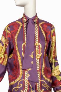 Two Hermes Shirts, One with Self-Fabric Tie, 1980-90s