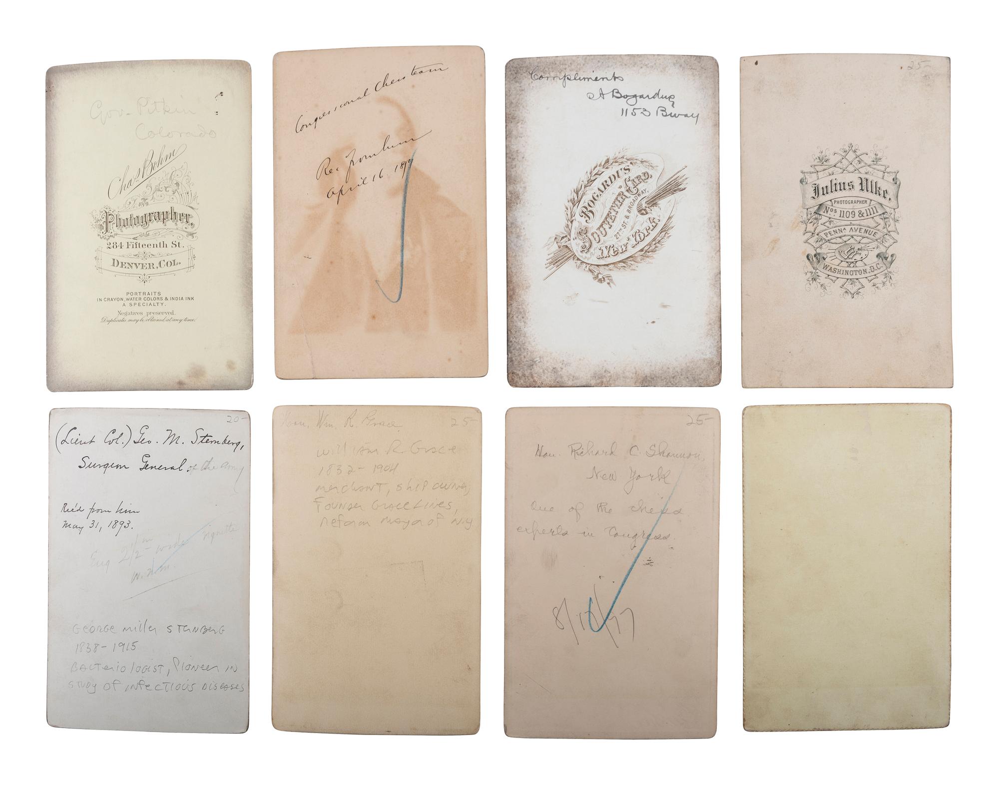 A collection of 31 cabinet cards featuring 19th century military and political subjects, including: