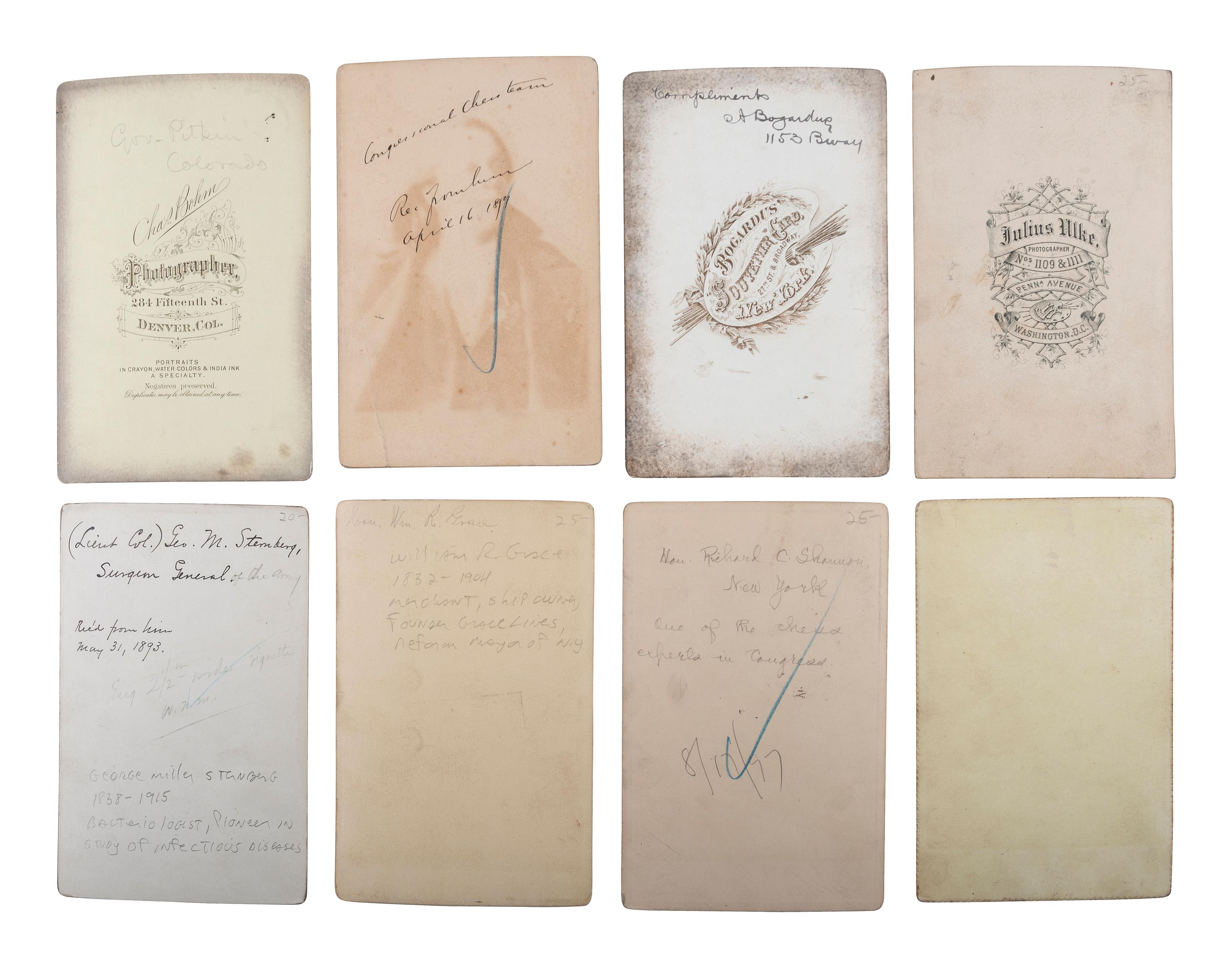 A collection of 31 cabinet cards featuring 19th century military and political subjects, including: