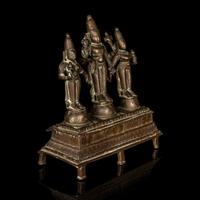 An Indian Bronze Statue of Vishnu with Sridevi and Bhudevi