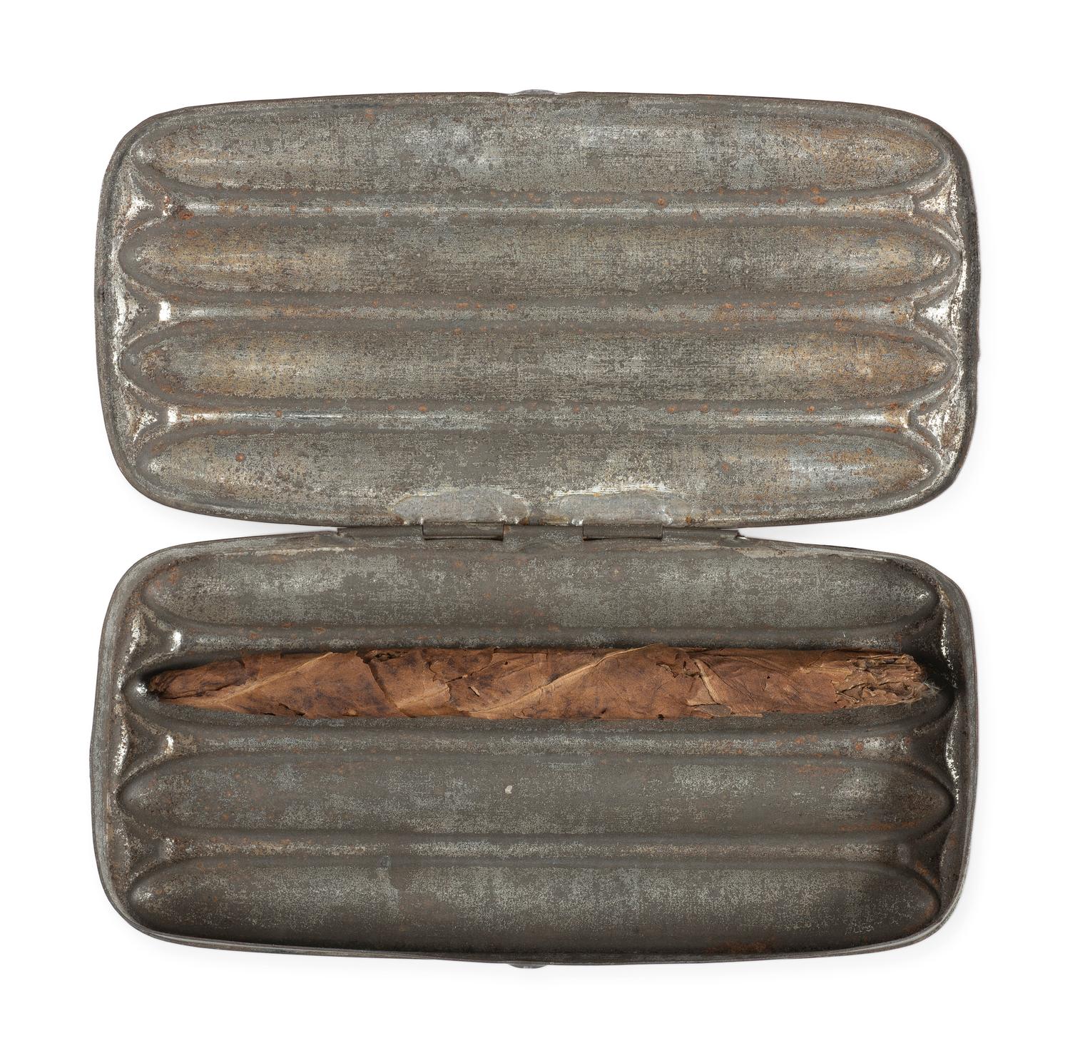 Civil War-period patented cigar case with cigar.