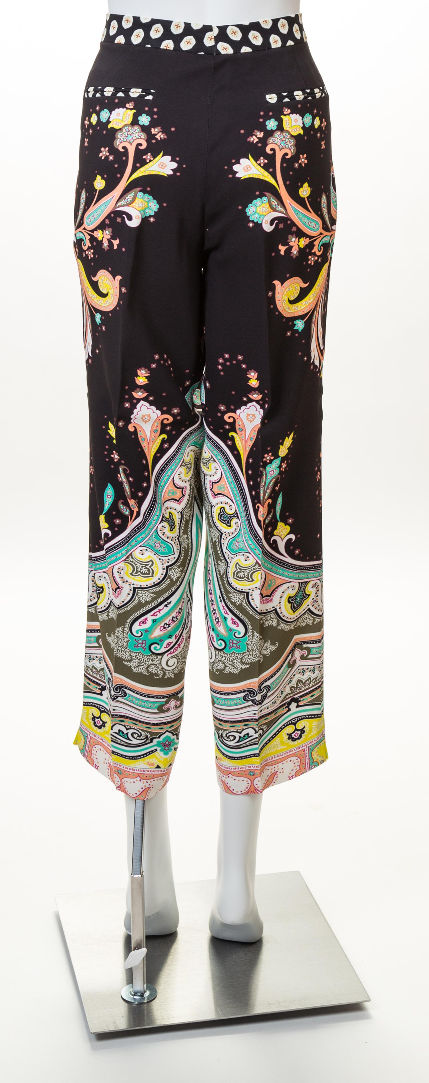 An Etro Black Print Pant, Size 48.