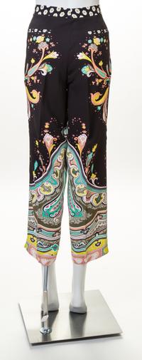 An Etro Black Print Pant, Size 48.