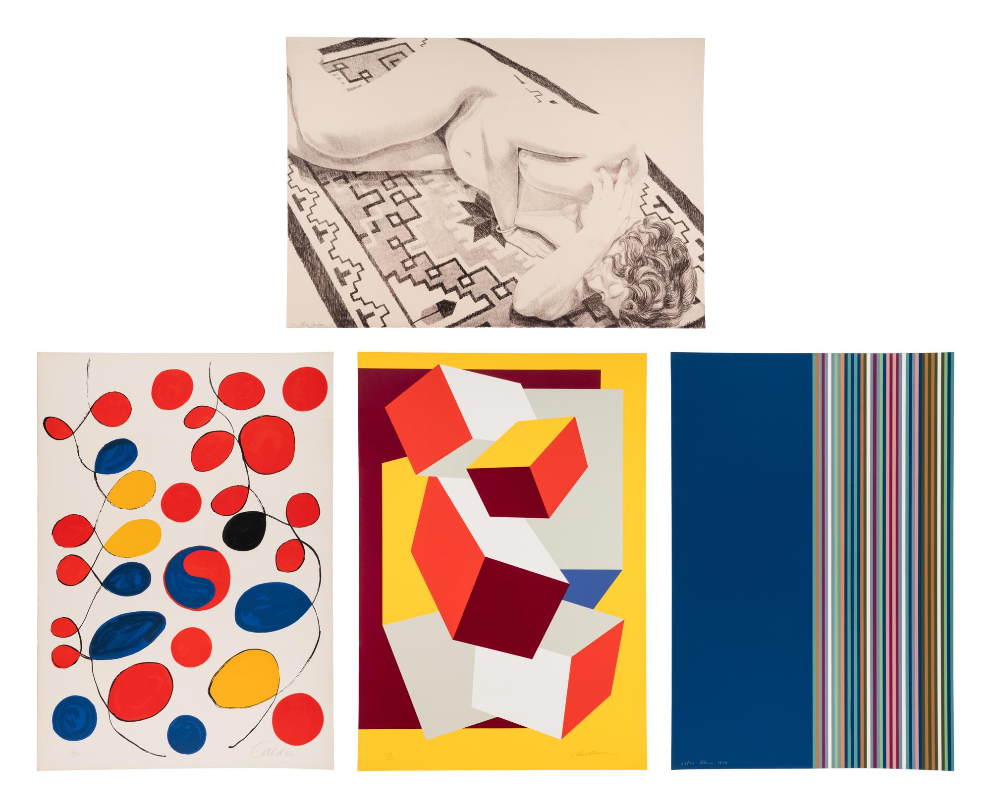 Various Artists (20th century) — Peace Portfolio II (complete portfolio of 4 with title page and portfolio case), 1974 Including works by Alexander Calder, Gene Davis, Charles Hinman, and Philip Pearlstein.