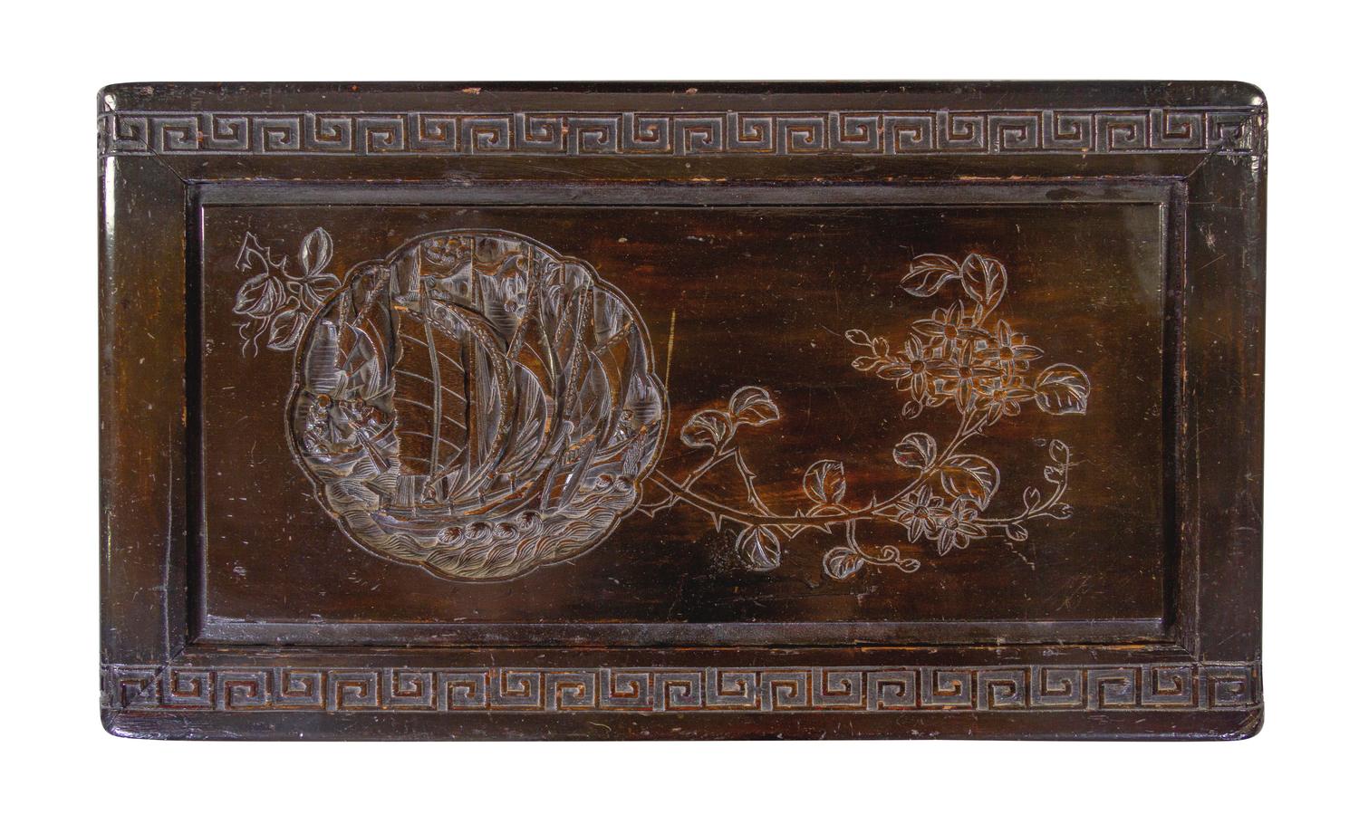 A Chinese Export Hardwood Trunk