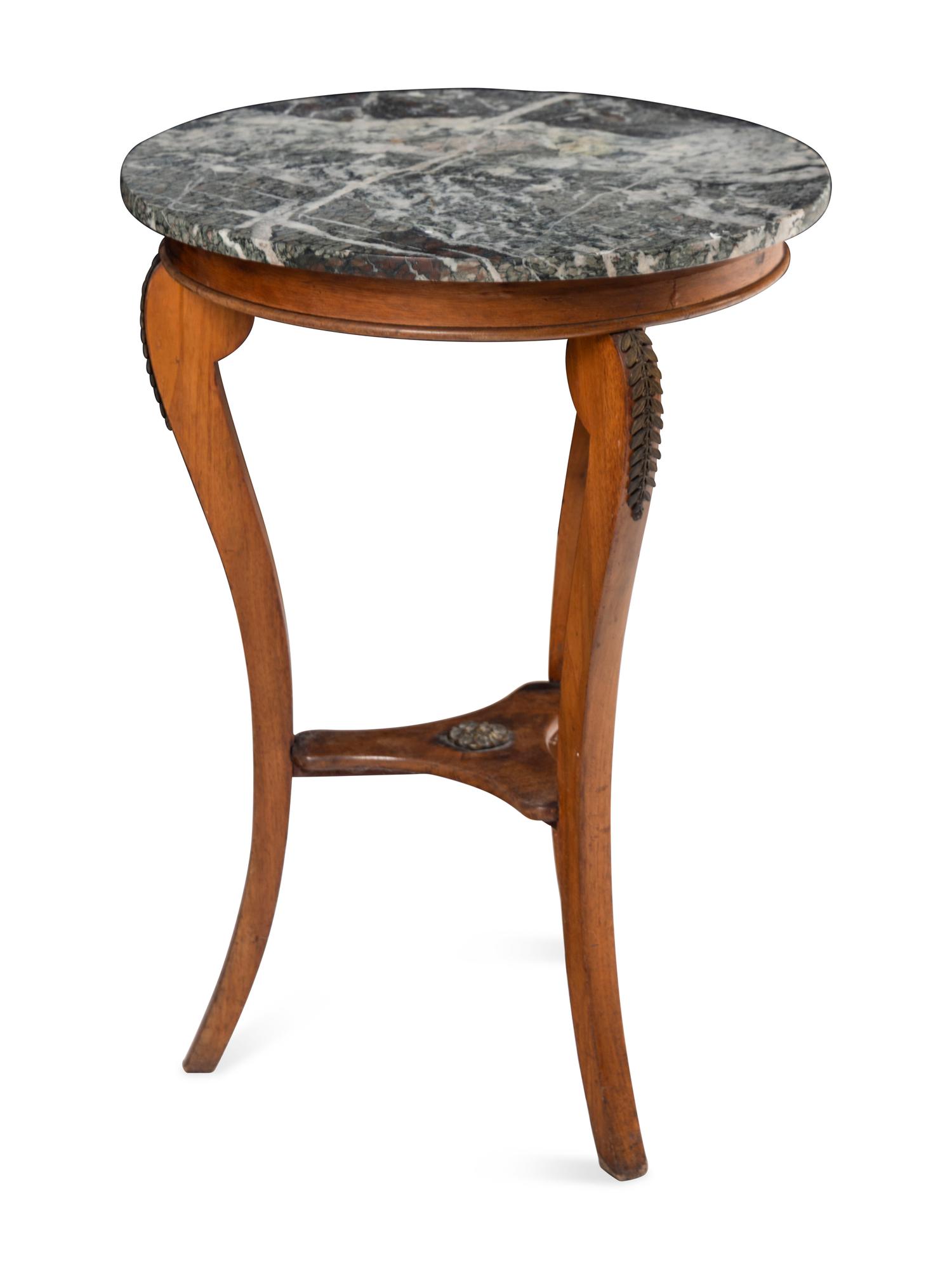 A Biedermeier Style Walnut and Marble Top End Table