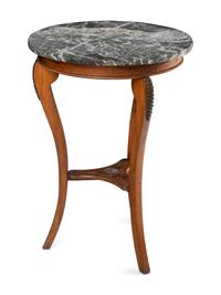 A Biedermeier Style Walnut and Marble Top End Table