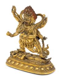 A Sino-Tibetan Gilt Bronze Figure of Mahakala