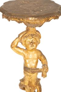 A Pair of Italian Giltwood Putto Base Side Tables