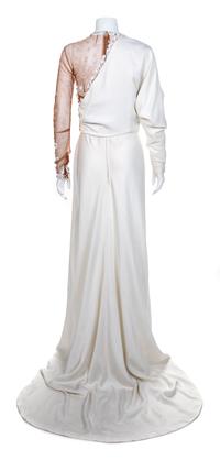 Nude and White Crepe Floorlength Dress, 2000s No size label