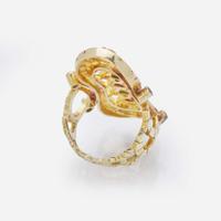 A 14K Yellow Gold, Ruby, and Emerald Ring