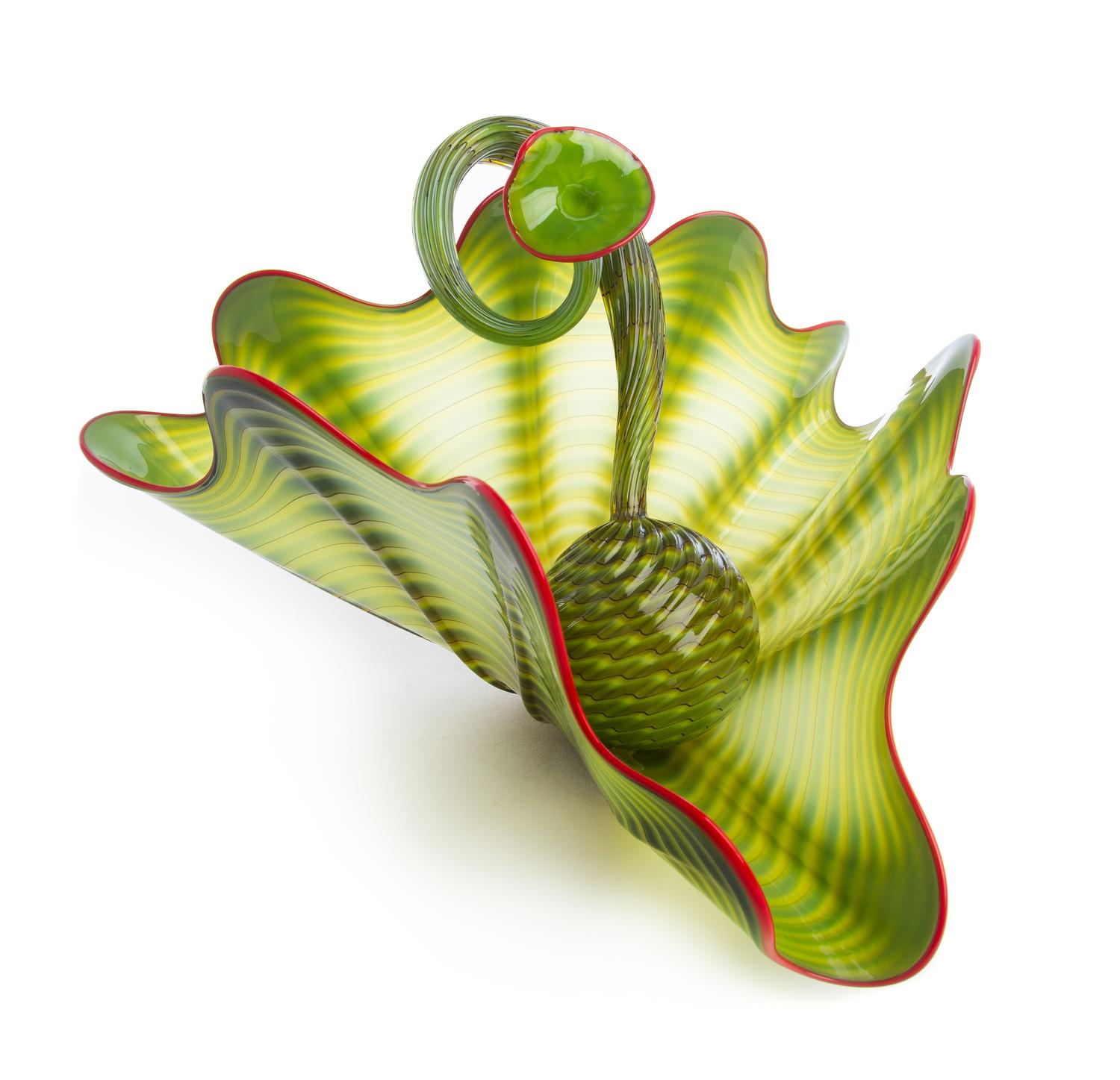 Dale Chihuly, (American, b. 1941), Two-Piece Persian Glass Set in Parrot Green, 2001, with a lucite case