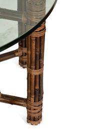 A McGuire Leather-Wrapped Bamboo Glass-Top Coffee Table