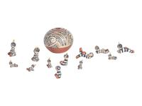 Polychrome Pottery Figures and Seed Jar