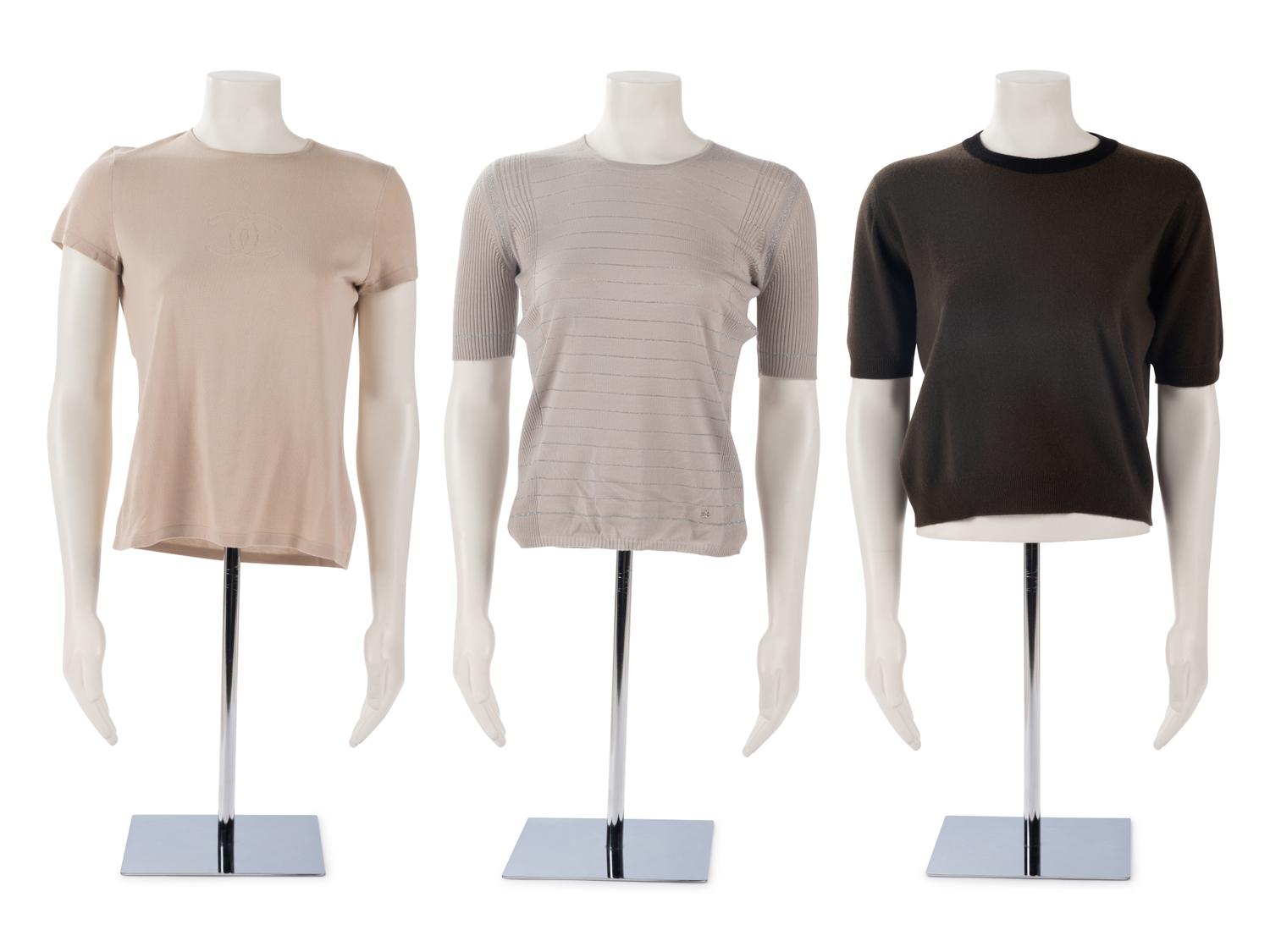 Three Chanel Short Sleeve Knit Tops, Fall 1994-Cruise 2005