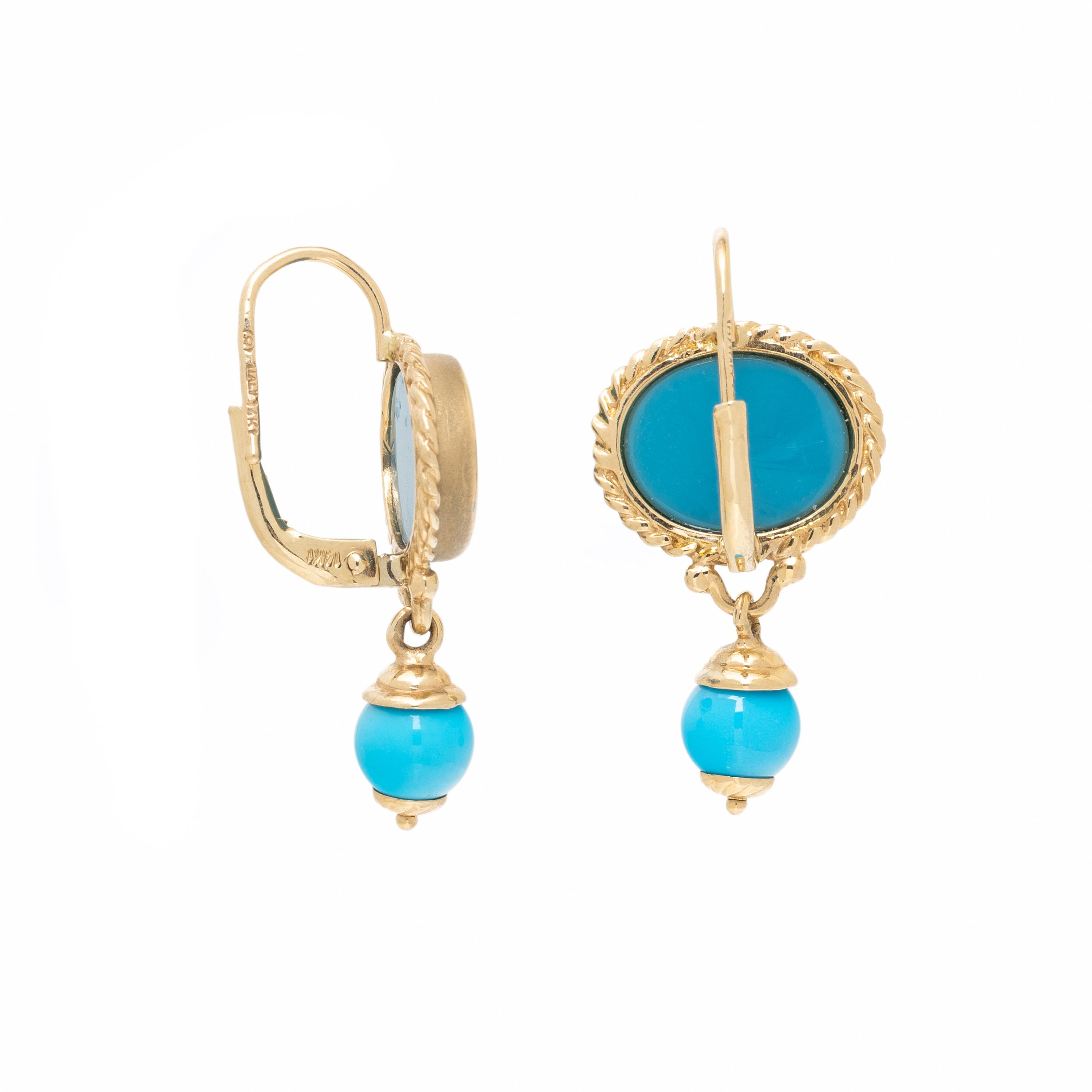 Yellow Gold Intaglio Earrings