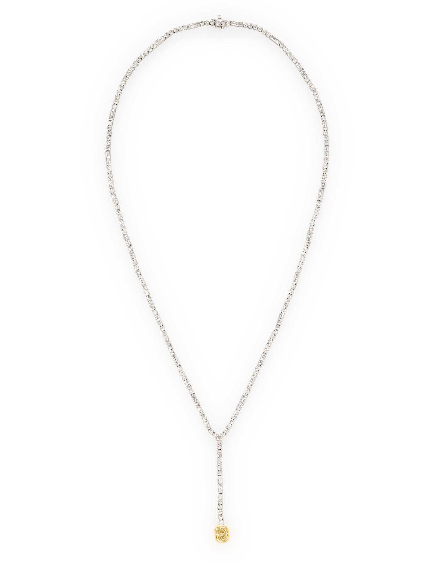 SOPHIA D., COLORED DIAMOND AND DIAMOND LAVALIER NECKLACE