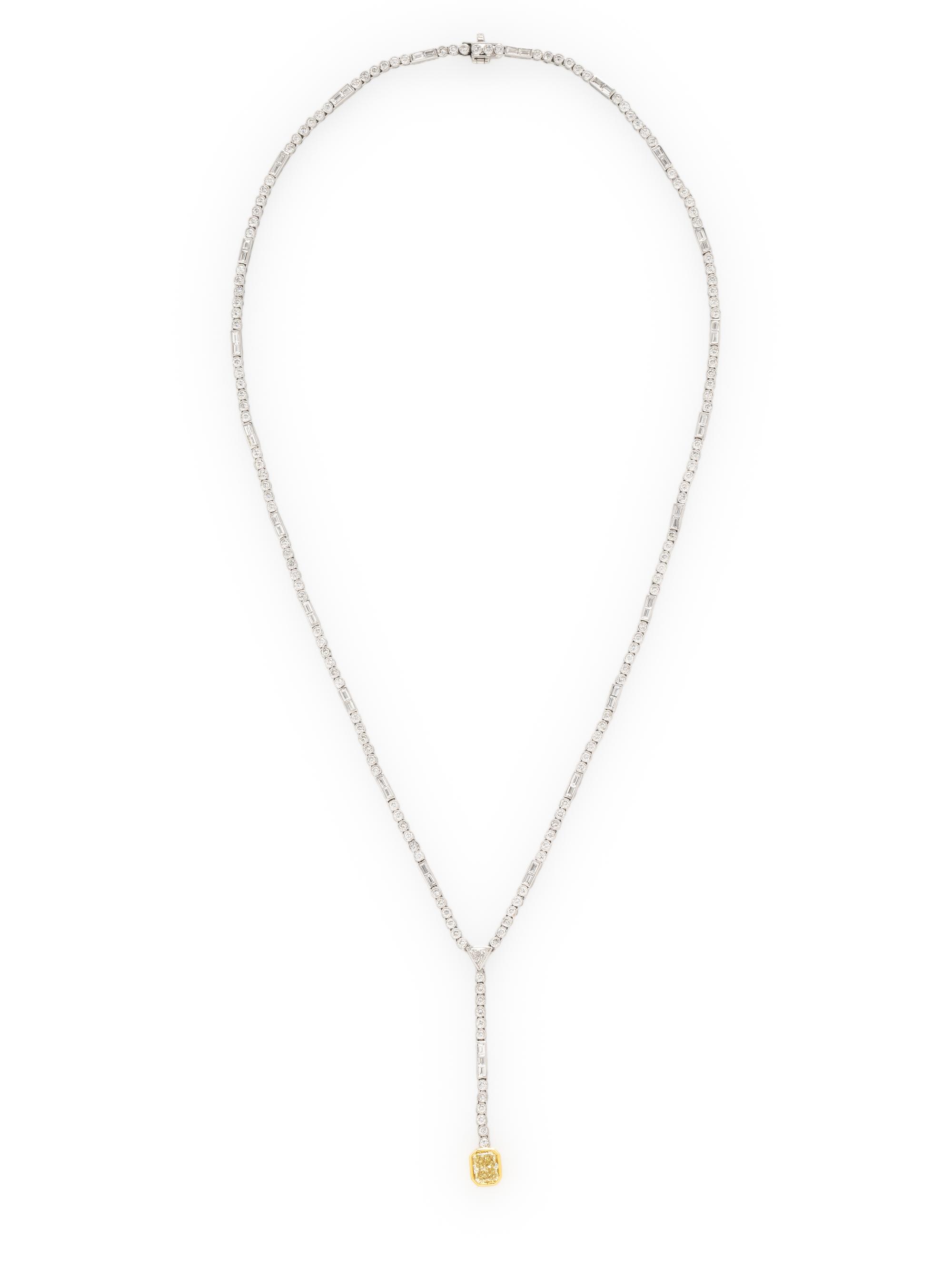 SOPHIA D., COLORED DIAMOND AND DIAMOND LAVALIER NECKLACE