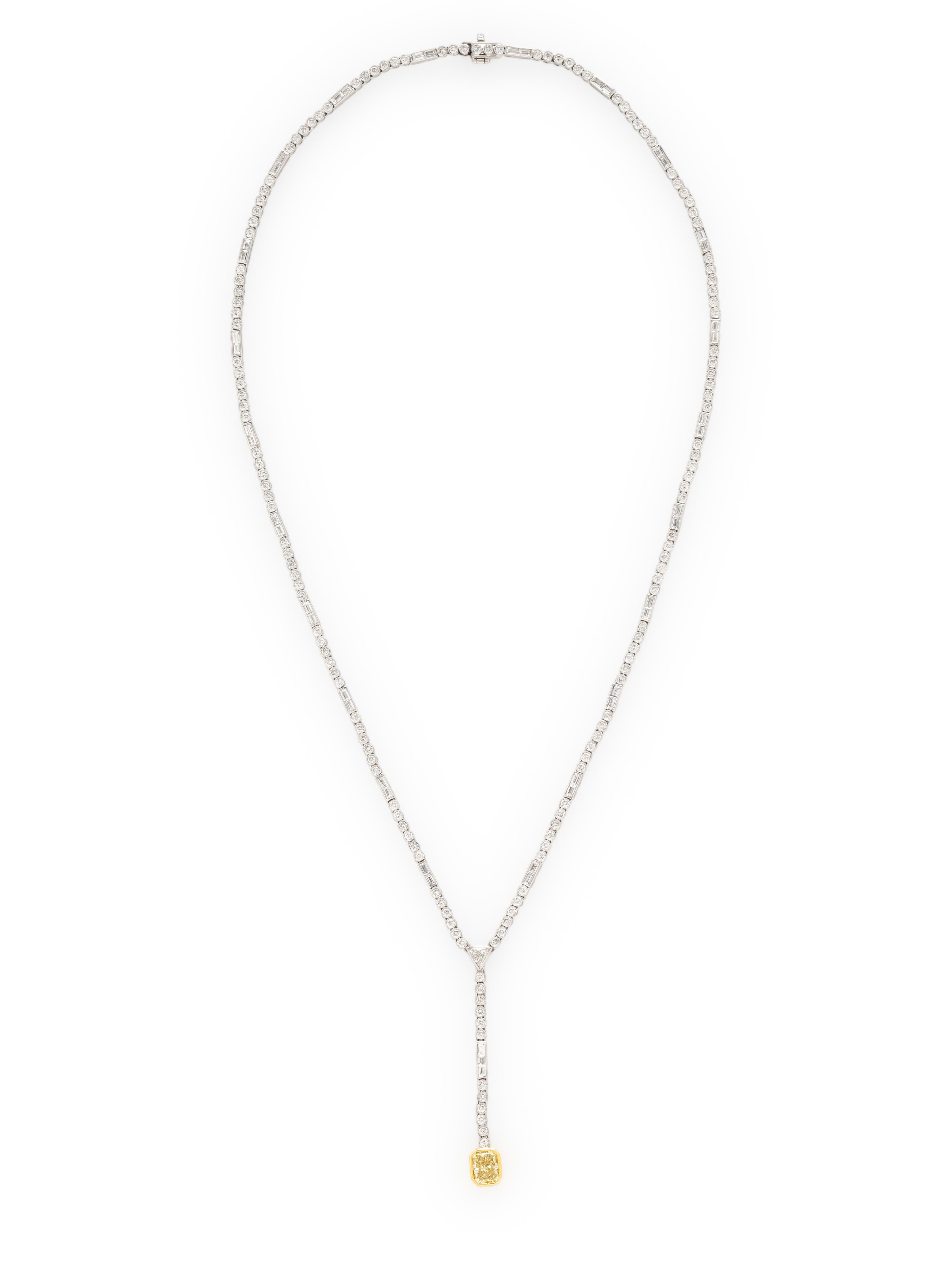 SOPHIA D., COLORED DIAMOND AND DIAMOND LAVALIER NECKLACE