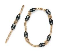 M. GÉRARD, YELLOW GOLD AND BLOODSTONE NECKLACE AND BRACELET