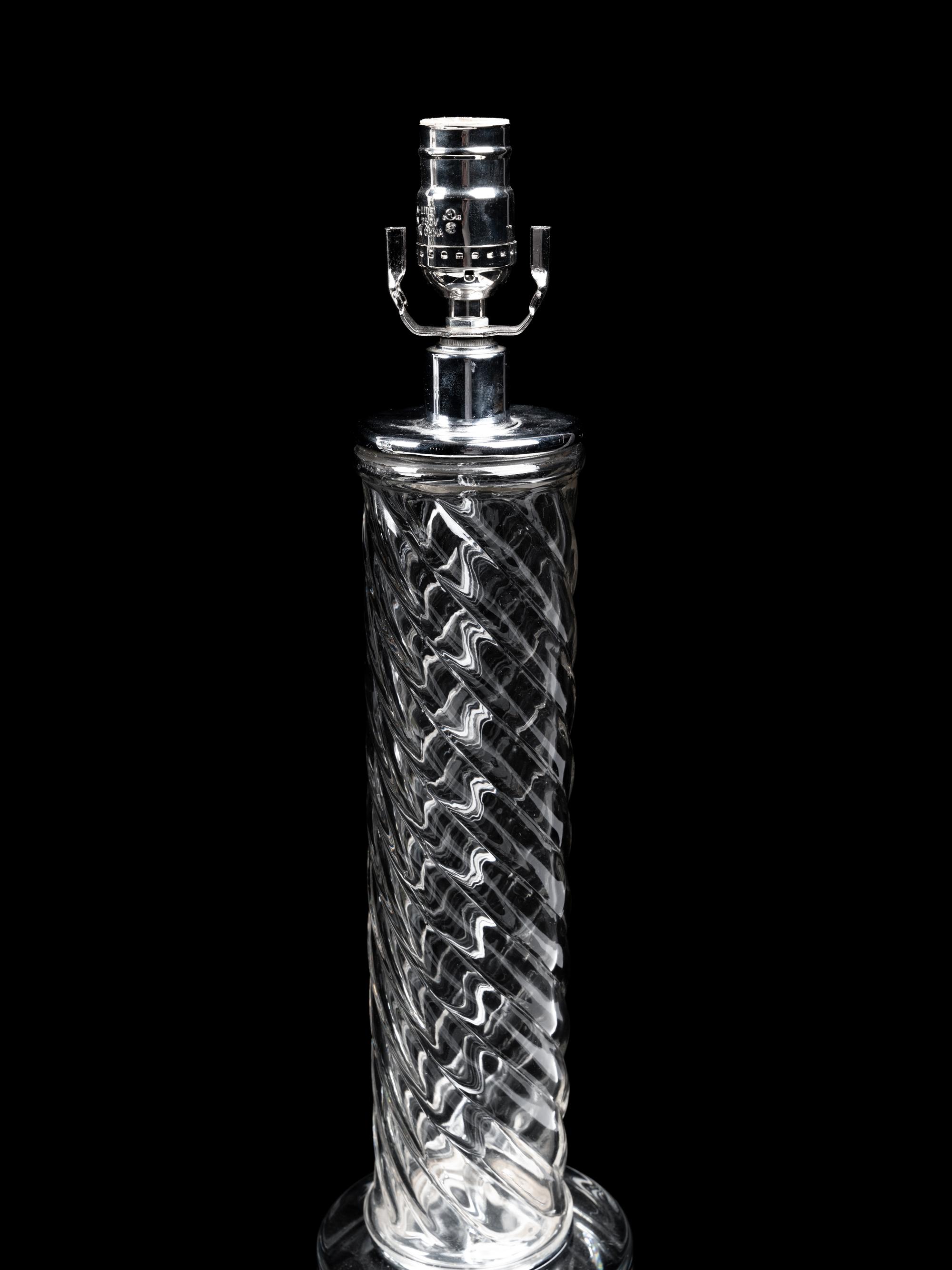 Three Modernist Cut and Molded Glass Lamps