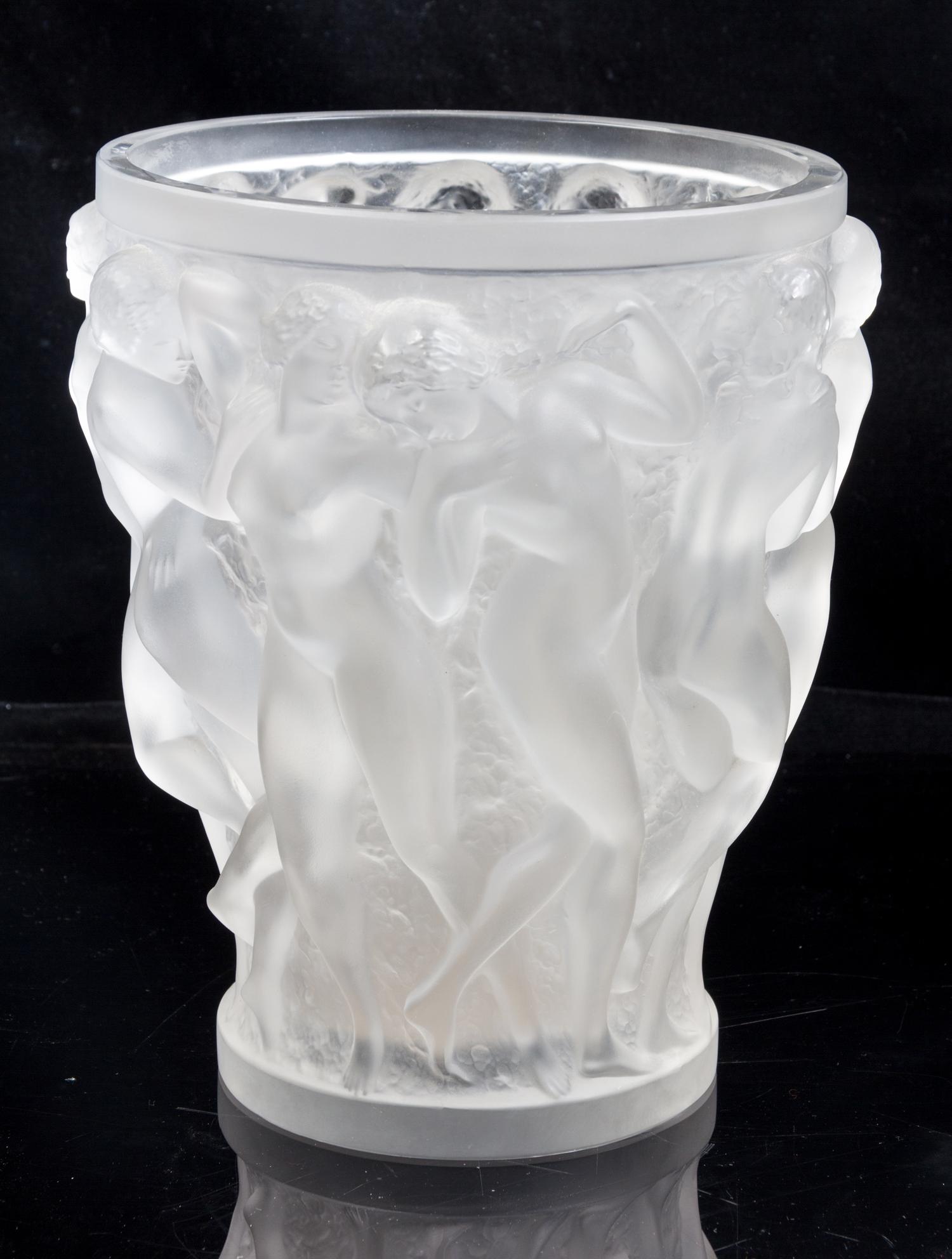 A Lalique Molded and Frosted Glass Vase Height 9 1/2 inches. — SECOND HALF 20TH CENTURY