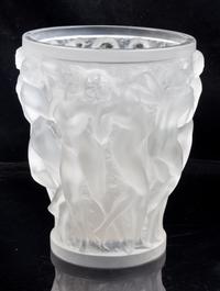 A Lalique Molded and Frosted Glass Vase Height 9 1/2 inches. — SECOND HALF 20TH CENTURY
